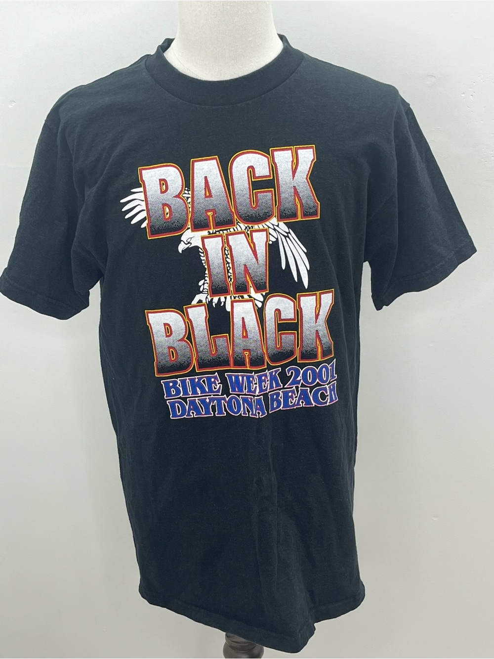 Vintage 2001 Daytona Beach Bike Week Back In Black Motorcycle Rally Mens Shirt L